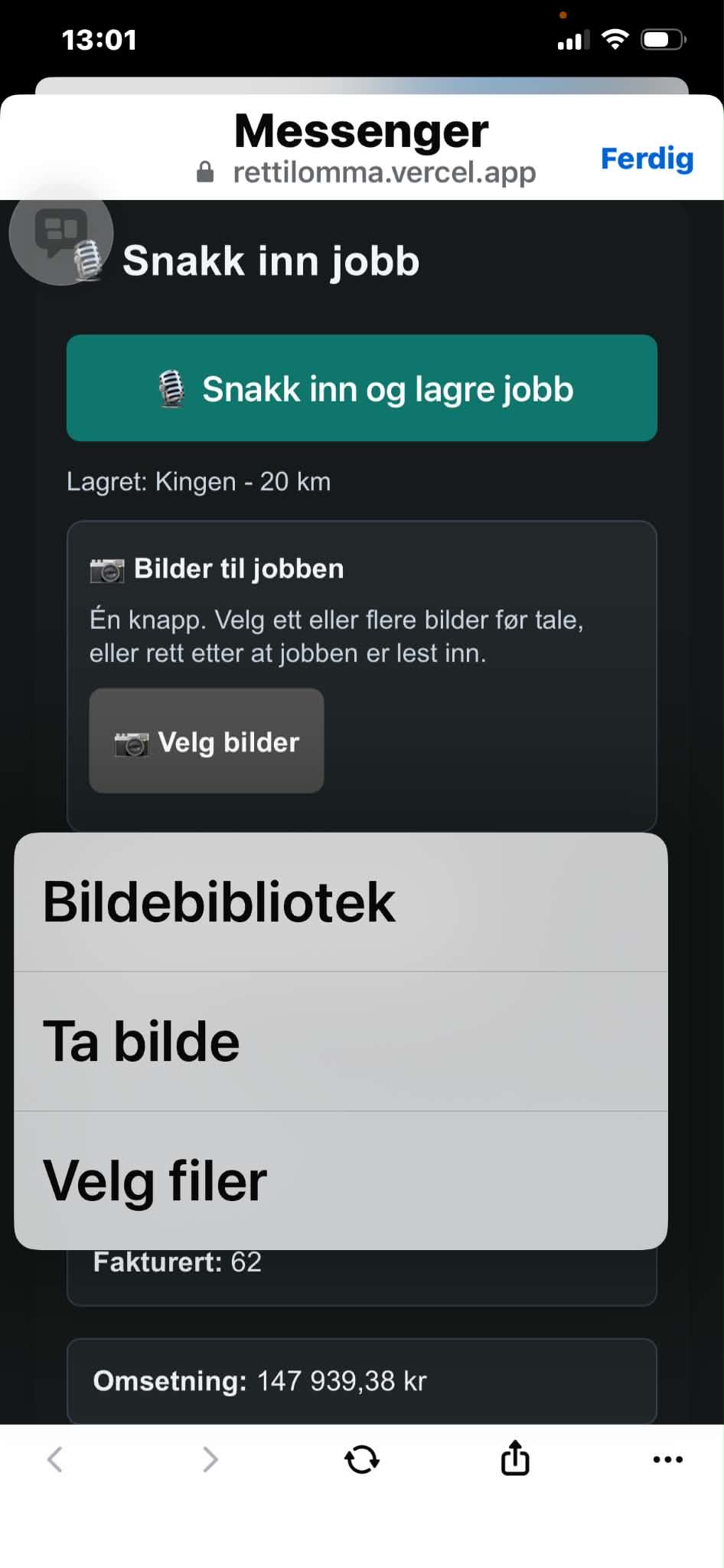 Velg bilde fra mobil etter taleinnlesing